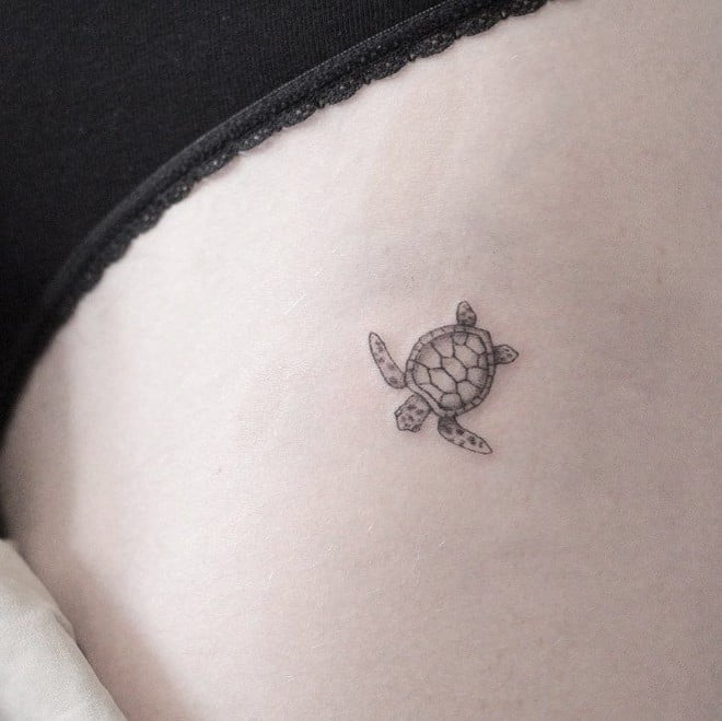 mini sea turtle tattoo for girls