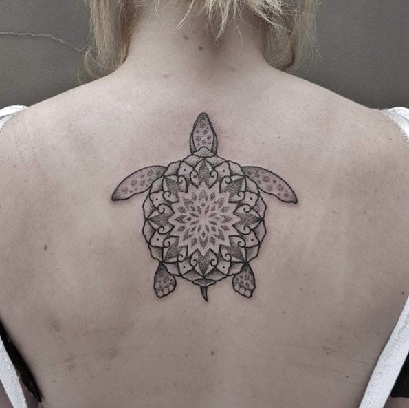 sea turtle tattoo on back