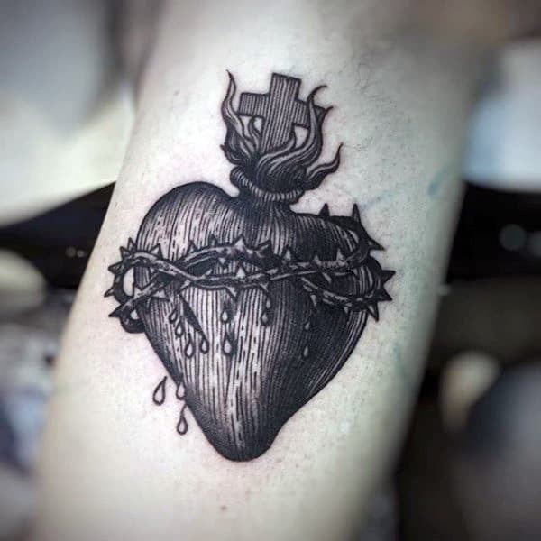 black sacred heart tattoo