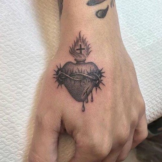 small sacred heart tattoo design