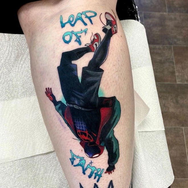 cool spider man into the spider verse tattoo