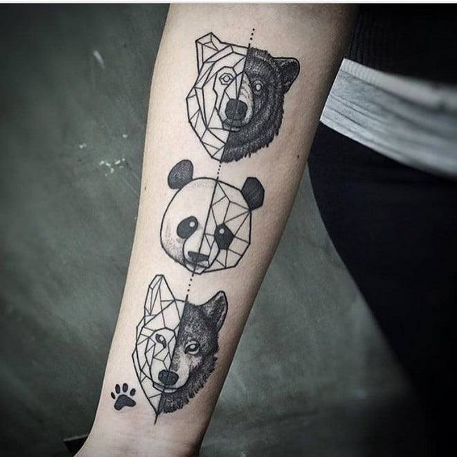 geometric panda tattoo ideas