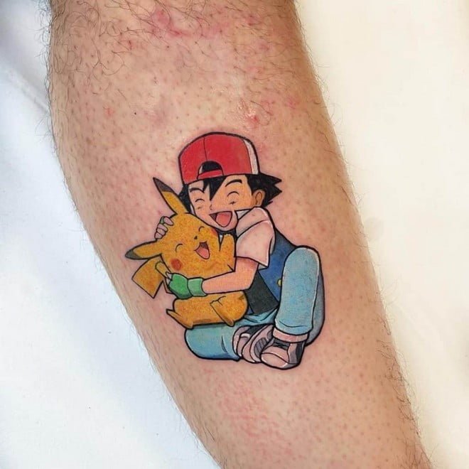 ash ketchum and pikachu tattoo