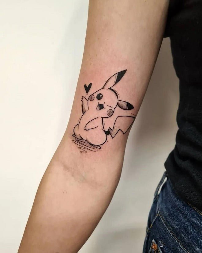 pikachu tattoo on arm