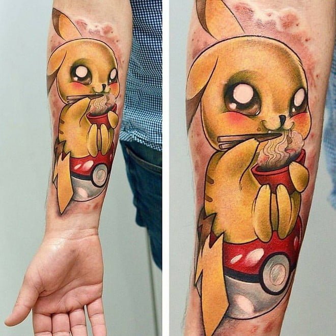 pokeball and pikachu tattoo