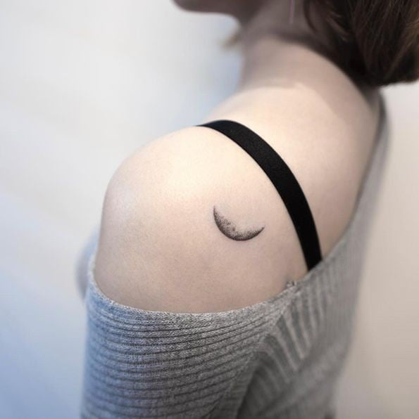 realistic crescent moon tattoo