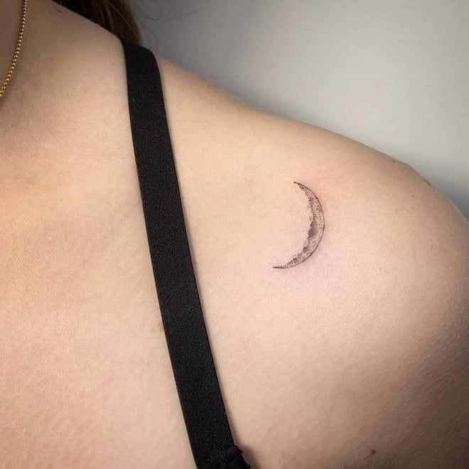 simple crescent moon tattoo