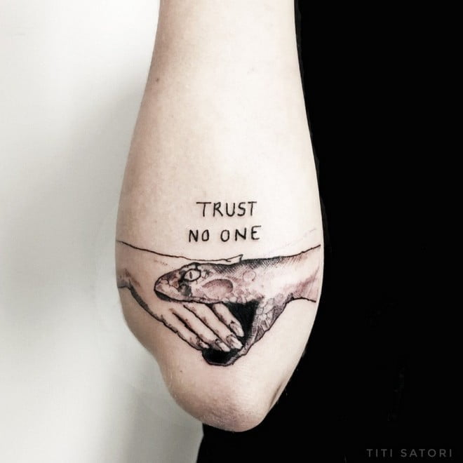 trust no one tattoo drawing