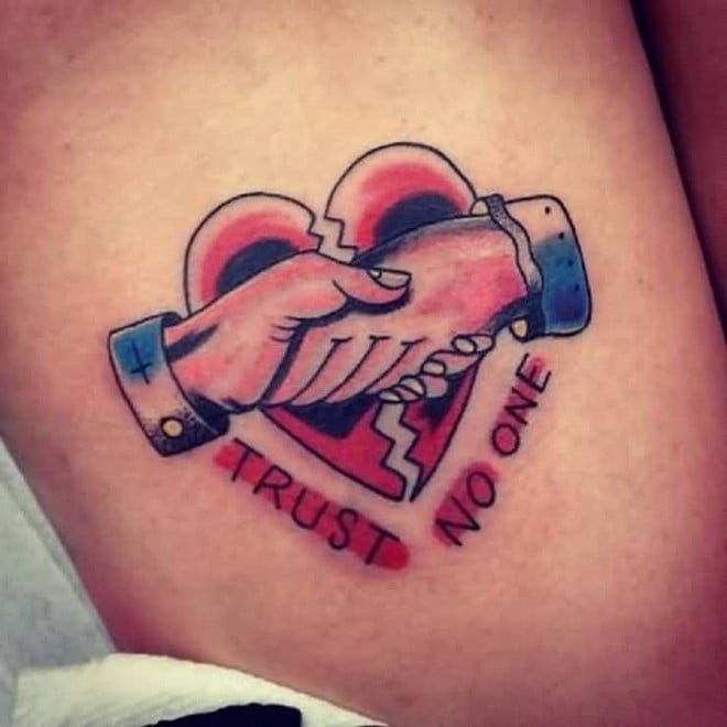 trust no one tattoo heart