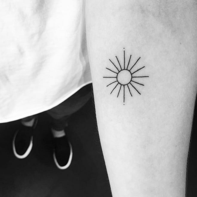 minimalist sun tattoo design