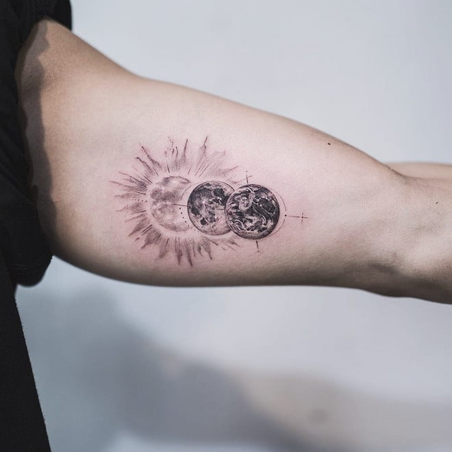 realistic sun tattoo design