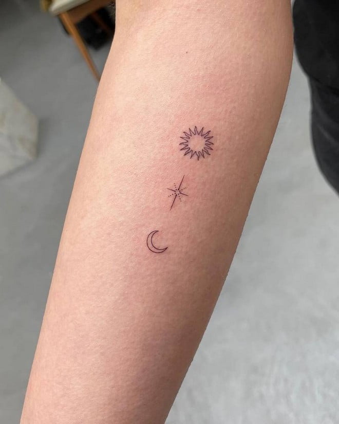 sun moon stars tattoo design ideas