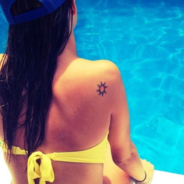 sun shoulder tattoo design
